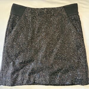 Elegant Black Wool Ann Taylor Sequin Skirt